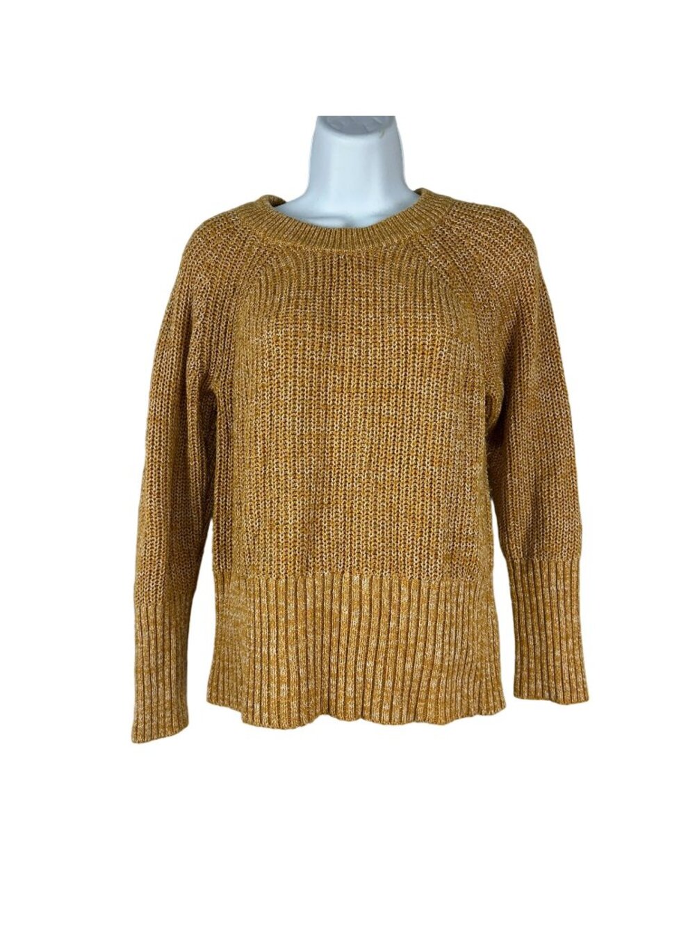 Universal Thread Womens Knit Sweater Small Mustard Yellow Cotton Acrylic Blend